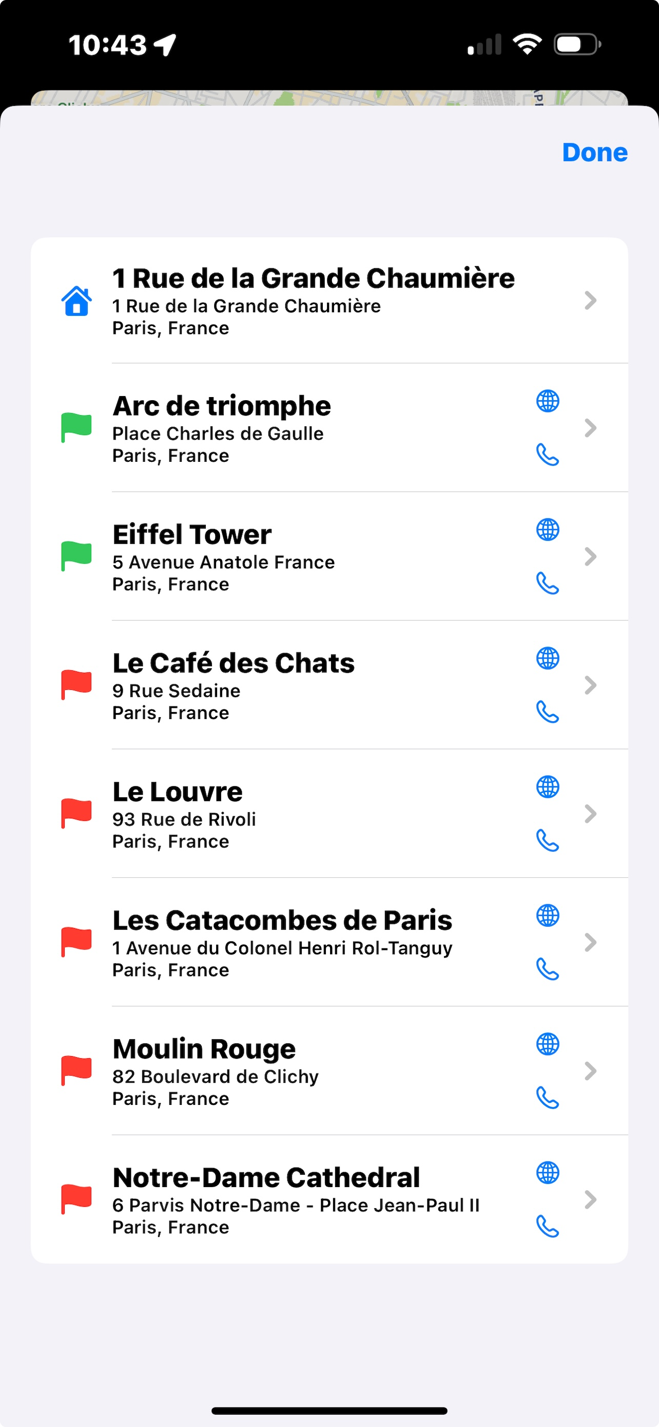 Travel Sage location list view